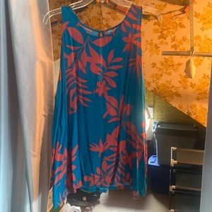 Blue and orange floral tank